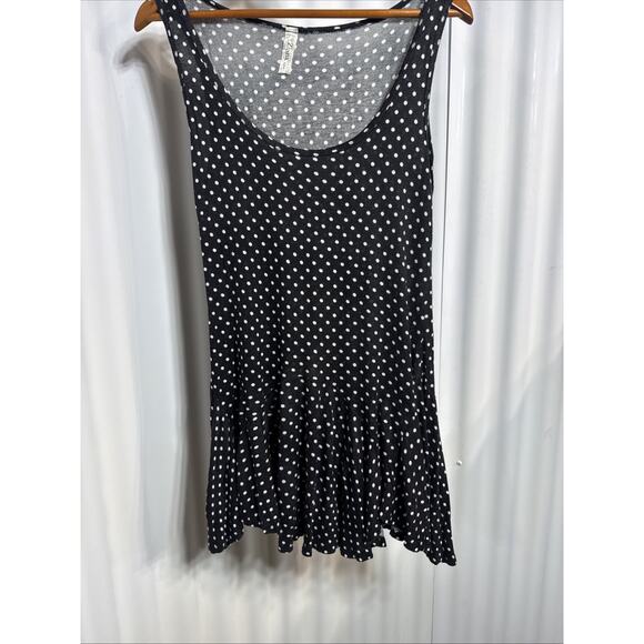 Zinna Black White Polka Dot Flounce Hem Tank Top Size Small - Picture 7 of 7